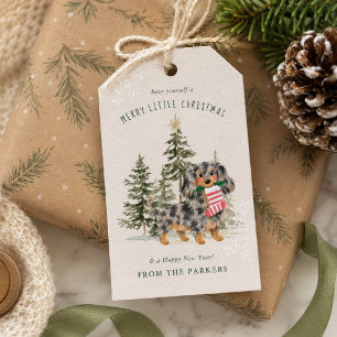 Etiqueta Para Presente Merle Dachshund Caprichoso Feliz Natalzinho