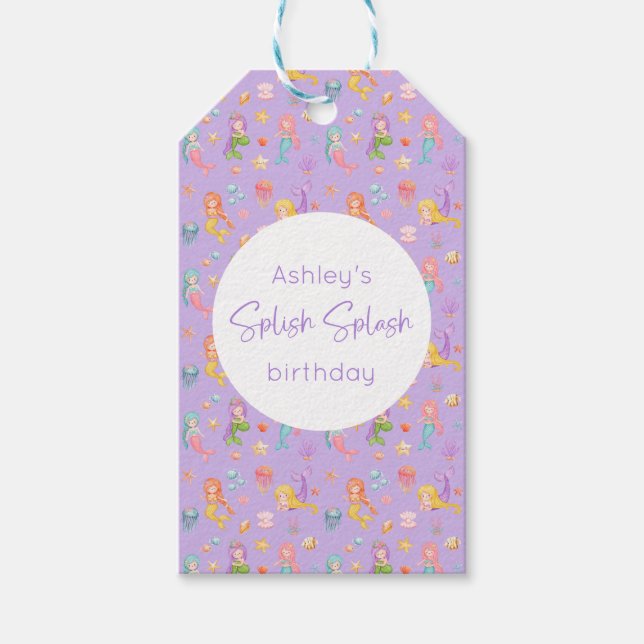 Etiqueta Para Presente Mermaid Birthday (Frente)