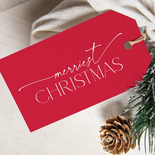 Etiqueta Para Presente Merriest Christmas Elegant Typography Holiday  (Criador carregado)