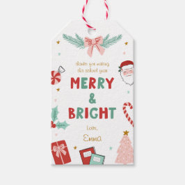 Etiqueta Para Presente Merry & Bright Christmas Teacher Gift Tags 