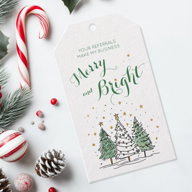 Etiqueta Para Presente Merry & Bright Natal Pop By (Merry and Bright Christmas Pop By Tag for Real Estate Marketing)