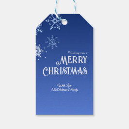 Etiqueta Para Presente Merry Christmas Blue Modern Snowflake