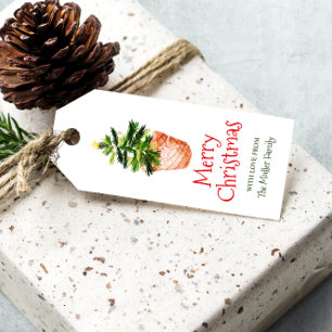 Etiqueta Para Presente Merry Christmas — cesta verde aquarela