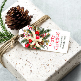 Etiqueta Para Presente Merry Christmas floral buquê aquarela