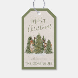 Etiqueta Para Presente Merry Christmas Forest Deer Gift Tag – Personalize
