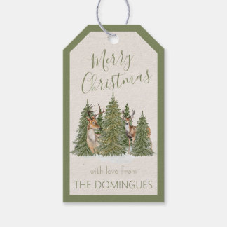 Etiqueta Para Presente Merry Christmas Forest Deer Gift Tag – Personalize