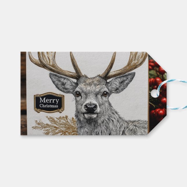 Etiqueta Para Presente Merry Christmas greeting (Frente (horizontal))