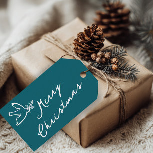 Etiqueta Para Presente MERRY CHRISTMAS Holiday Simple Dove PERSONALIZADO