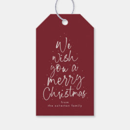 Etiqueta Para Presente Merry Christmas maroon houndstooth personalizado