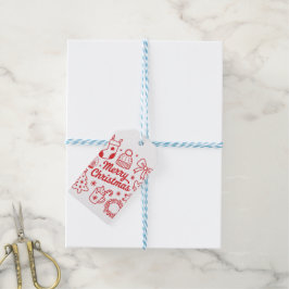 Etiqueta Para Presente Merry Christmas Red & White Holiday Gift Tag