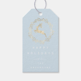 Etiqueta Para Presente Merry Christmas Reindeer Champaigne Dourado Blue