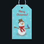 Etiqueta Para Presente Merry Christmas snowman e blue bird custom<br><div class="desc">Bonito Snowman e sua amiguinha,  o pássaro azul de Juliana Costa Designs. Personalize com seu texto e dê um toque especial aos presentes de Natal.</div>