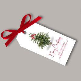 Etiqueta Para Presente Merry Christmas Tree Watercolor Personalizado