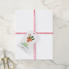 Etiqueta Para Presente Merry Christmas Watercolor Candy Cane Personalizad