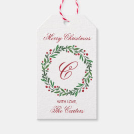Etiqueta Para Presente Merry Christmas Wreath Gift Tag