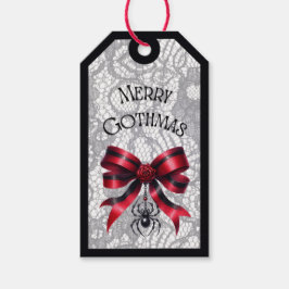 Etiqueta Para Presente Merry Gothmas Rose Bow With Spider Gift Tag