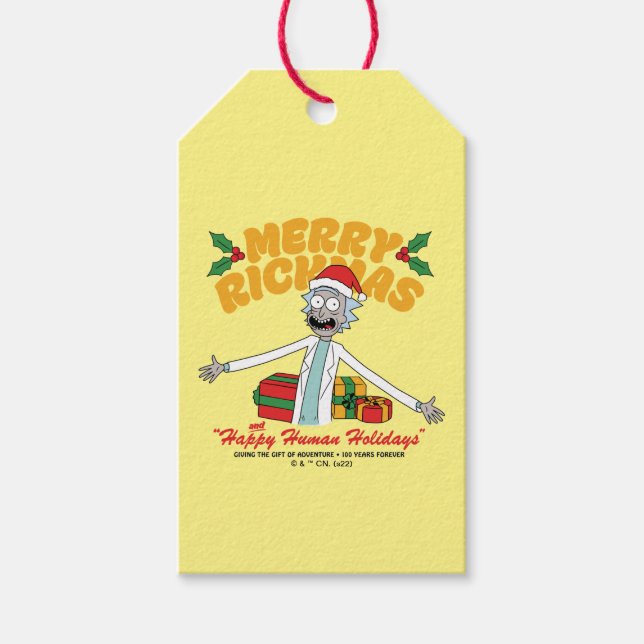 Etiqueta Para Presente Merry Rickmas and Happy Human Holidays (Frente)