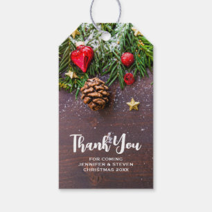 Etiqueta Para Presente Mesa de Natal russa com pinheiro e neve