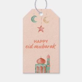 Etiqueta Para Presente Mesquita de Aquarela de Eid Mubarak
