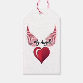 Etiqueta Para Presente Meu Anjo - Coração Vermelho & Asas