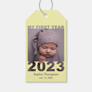Etiqueta Para Presente Meu Primeiro Ano 2023 Bebê de Recorte Moderno Amar