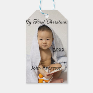 Etiqueta Para Presente Meu primeiro Natal adicione nome do bebê data ano