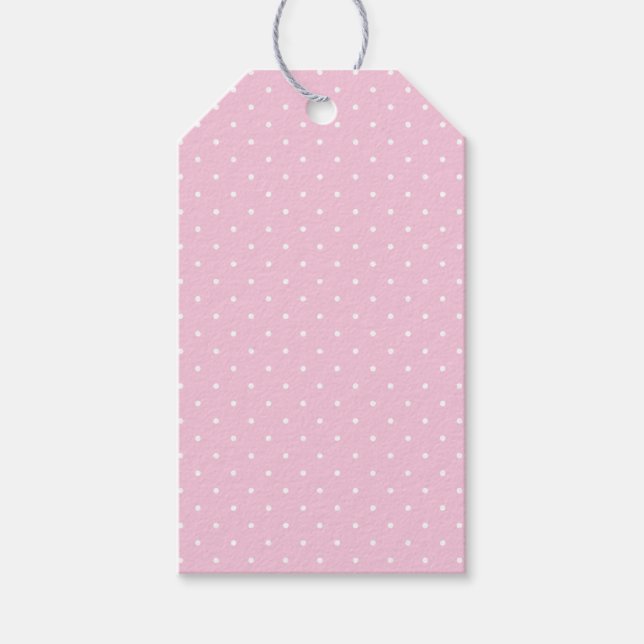 Etiqueta Para Presente Micro Bolinha Branco - Rosa Claro (Frente)