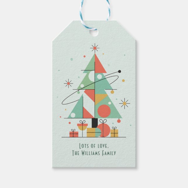 Etiqueta Para Presente Mid-Century Merry Christmas  (Frente)