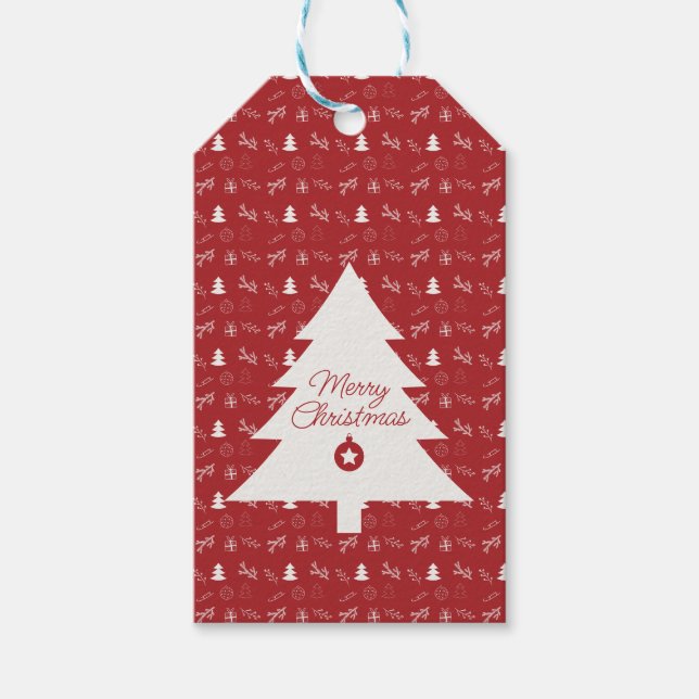 Etiqueta Para Presente Mini Pattern Festive Red & White Christmas (Frente)