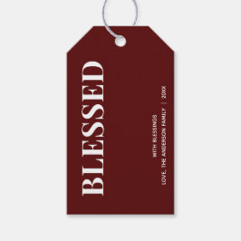 Etiqueta Para Presente Minimal BLESSED | Deep Red Holiday