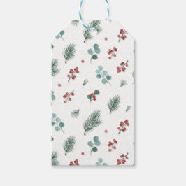 Etiqueta Para Presente Minimal Christmas Pattern, Pine & Berries 