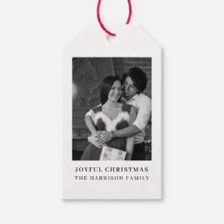 Etiqueta Para Presente Minimal Couple Christmas Holiday Photo Tag Design