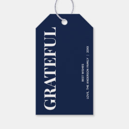 Etiqueta Para Presente Minimal GRATEFUL | Navy Blue Holiday