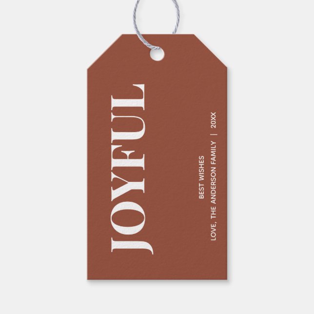 Etiqueta Para Presente Minimal JOYFUL | Terracotta Férias (Frente)