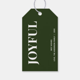 Etiqueta Para Presente Minimal JOYFUL | Verde Floresta Feriado