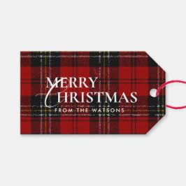 Etiqueta Para Presente Minimal Modern Red Plaid Script Christmas