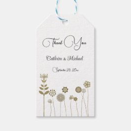 Etiqueta Para Presente Minimalismo Floral Suave e Dourado do Elegante Ete