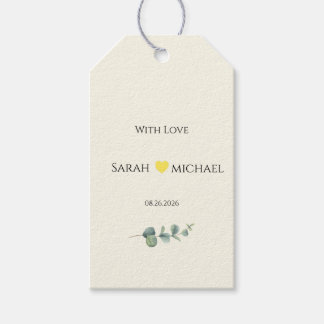 Etiqueta Para Presente Minimalist Eucalyptus with Love Wedding Favor Tag