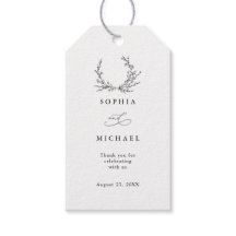 Minimalist Floral Line Art Wedding Gift Tag