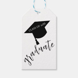 Etiqueta Para Presente Minimalist Grad Cap Black & White Graduation