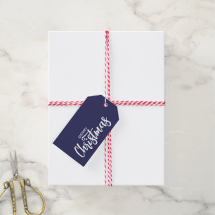 Etiqueta Para Presente Minimalista Elegante Azul Marinho Branco Feliz Nat
