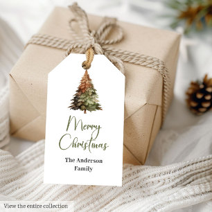 Etiqueta Para Presente Minimalista Natal Rústico Neutro Verde Musgo