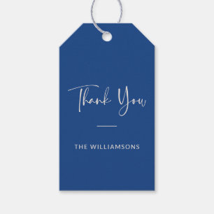 Etiqueta Para Presente Minimalista Obrigado Personalizado Azul Vibrante