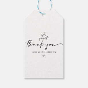 Etiqueta Para Presente Minimalista Um Doce Obrigado Escrevendo Coração