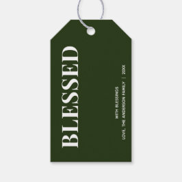 Etiqueta Para Presente Mínimo BÊNÇÃO | Verde Floresta Feriado