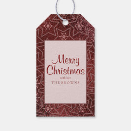 Etiqueta Para Presente Mínimo de Flocos de Neve de Natal e Marrom de Estr