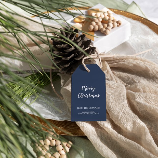 Etiqueta Para Presente Mínimo de Natal Azul Moderno (Criador carregado)