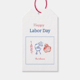 Etiqueta Para Presente Mínimo do Partido Babecue no Dia do Trabalho