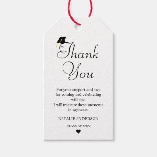 Etiqueta Para Presente Mínimo Moderno Branco Negro Obrigado Graduação