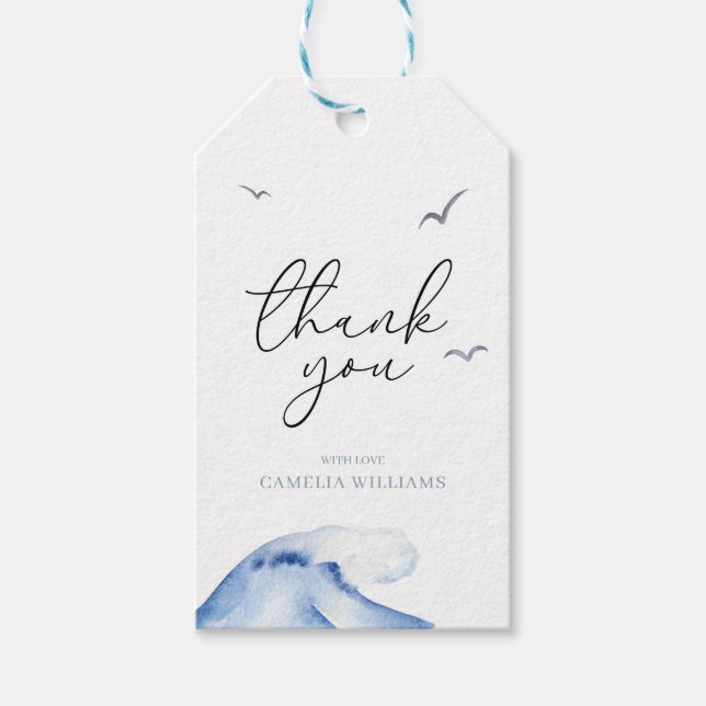 Etiqueta Para Presente Mínimo Náutico Ahoy Boy's Obrigado (Frente)